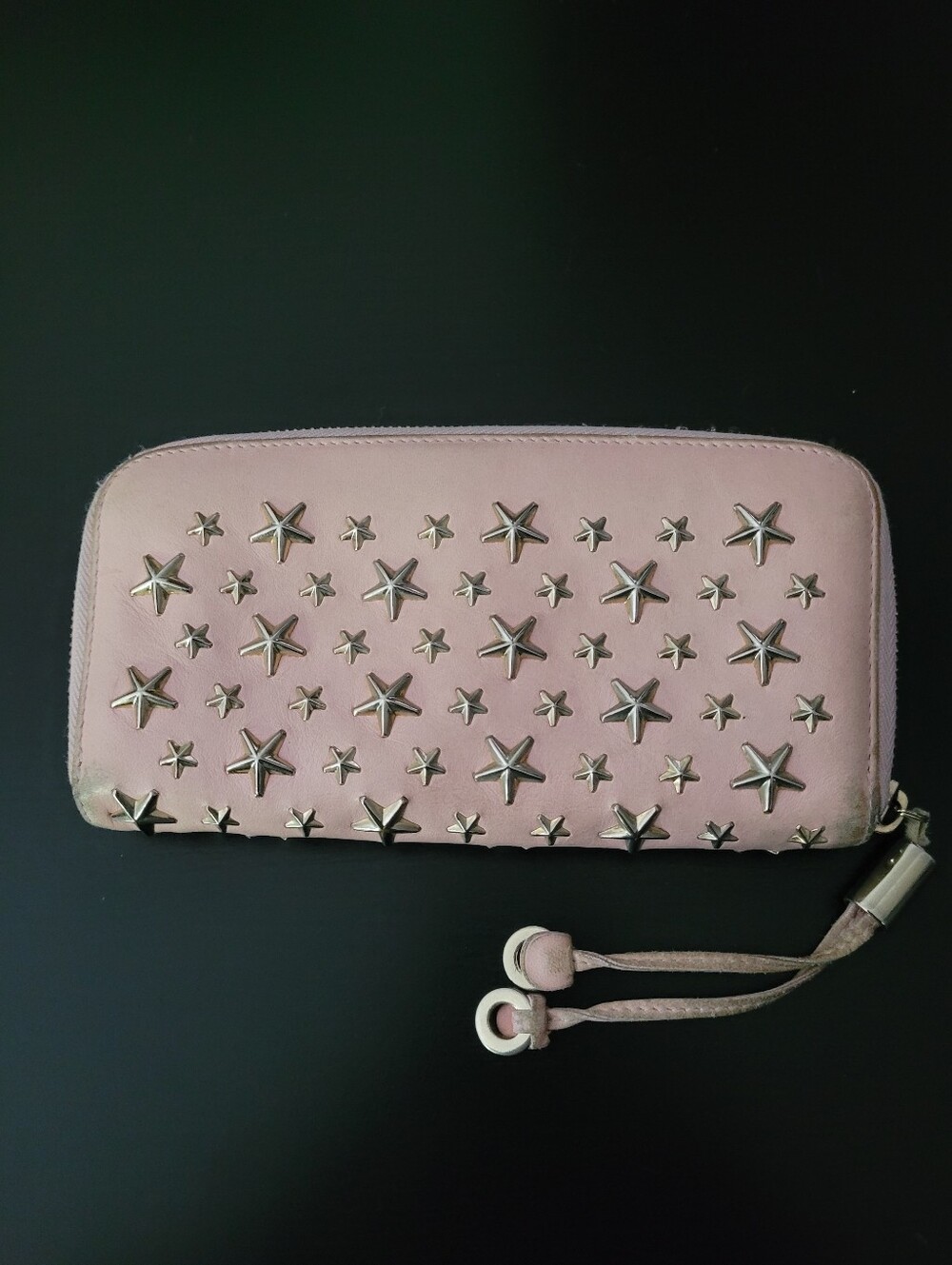 Jimmy Choo Pink Star-Studded Zip Wallet
